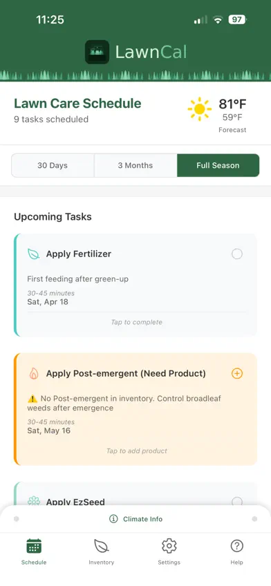 LawnCal screenshot 1