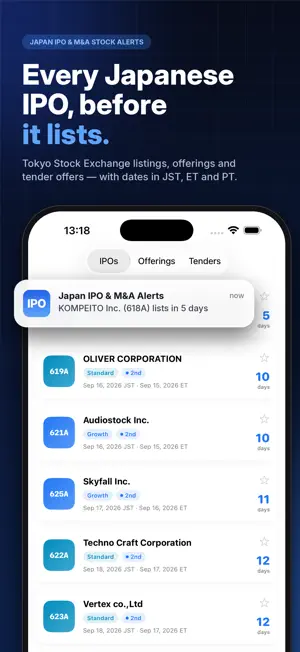 Japan IPO, M&A & Stock Alerts screenshot 1