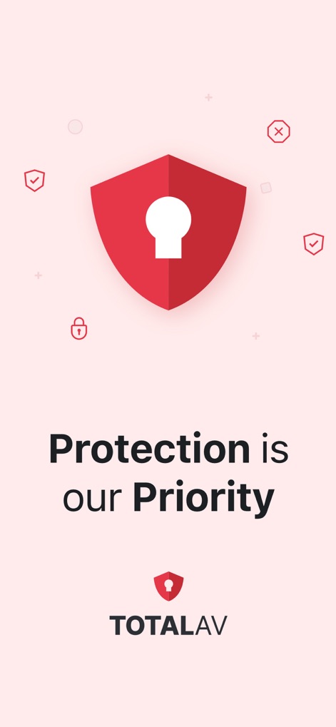 TotalAV - This powerful visual reaffirms the app's core mission with the statement "Protection is our Priority" and features a strong shield icon symbolizing security.