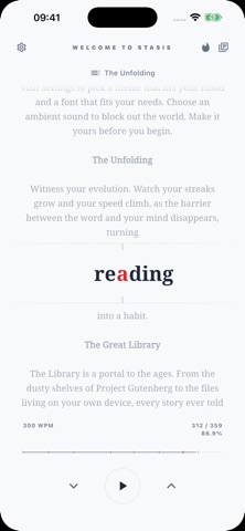 Stasis: RSVP Speed Reader Screenshot 4 of 7