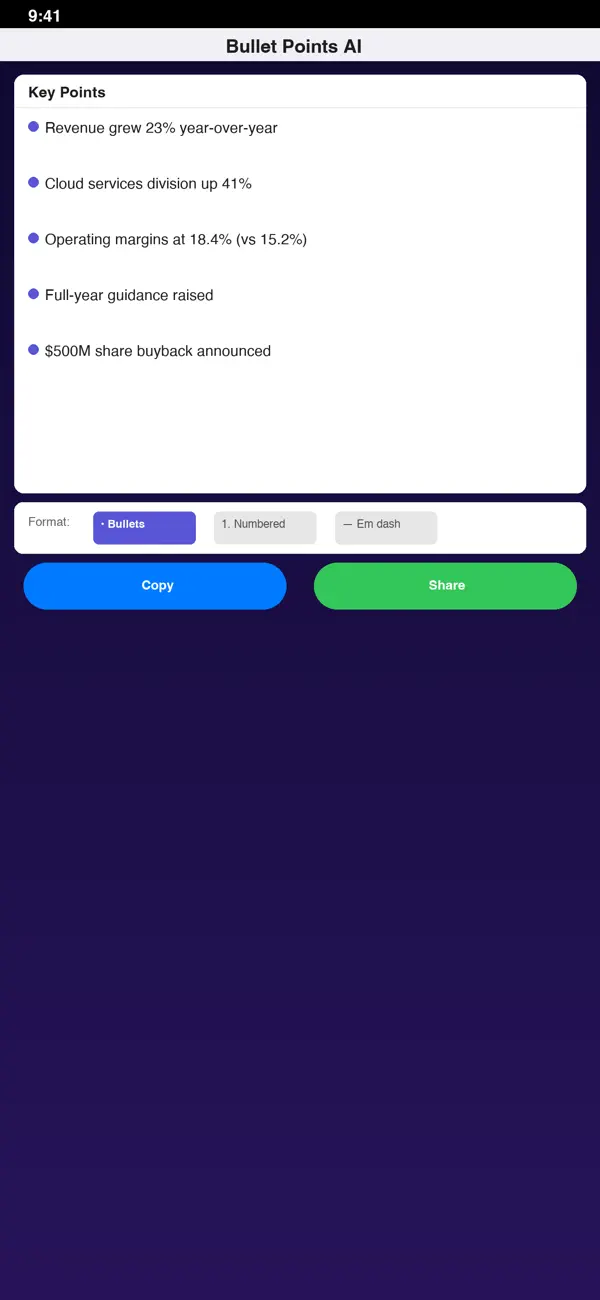 Screenshot #2 pour Bullet Points AI - Summary