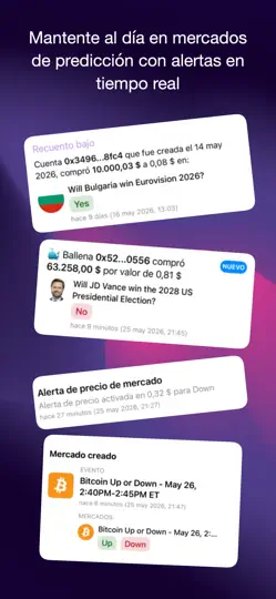 Captura de pantalla de Polymarket Alerts en iPhone 2