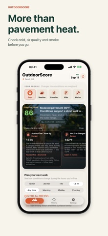 OutdoorScore: Dog Walk Safety iPhone screenshot