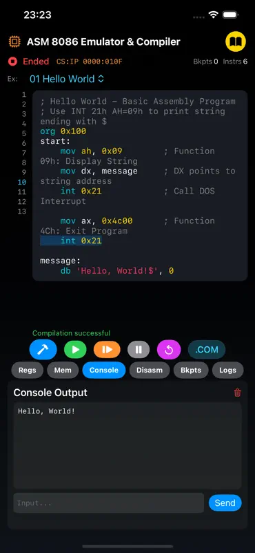 Compilador Ensamblador 8086 screenshot 1 of 3
