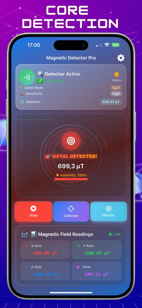Metal Detector: Magnetometer - metal-detector-app-core-detection-interface