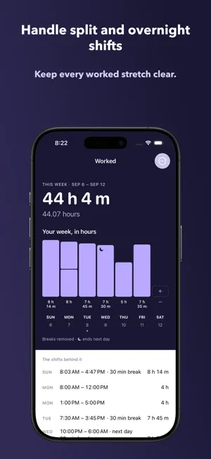Worked - Work Hours Calculator screenshot 3