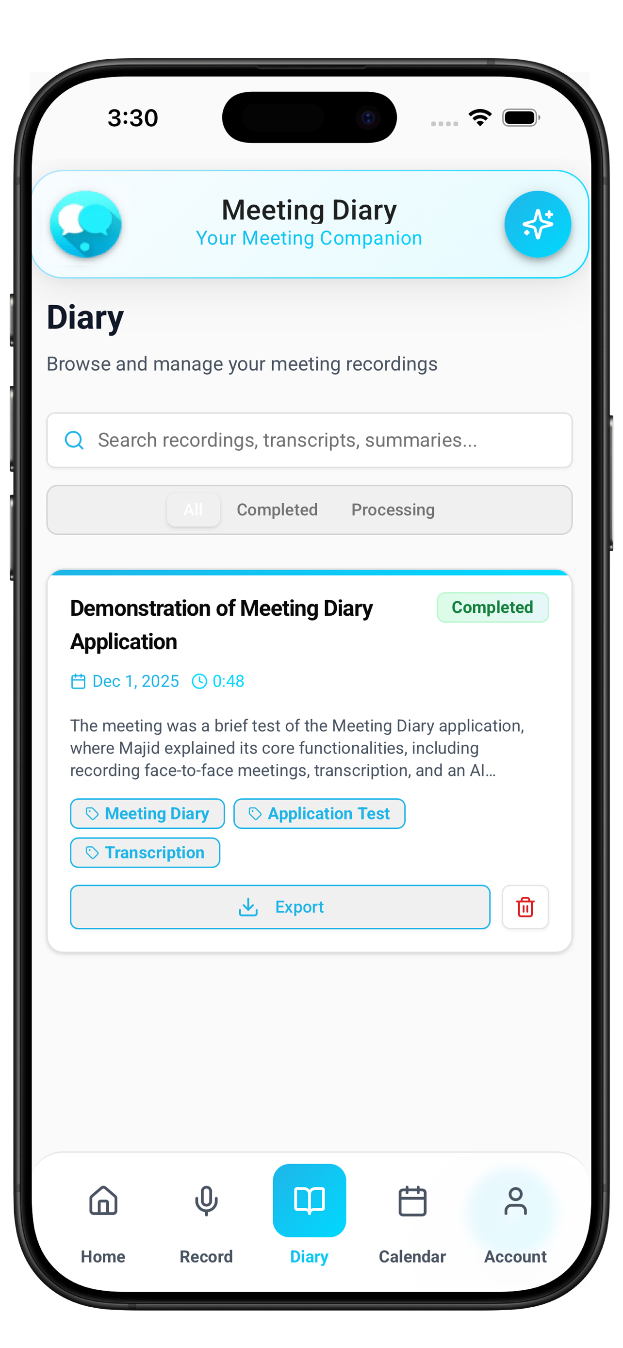 Meeting Diary screenshot 6
