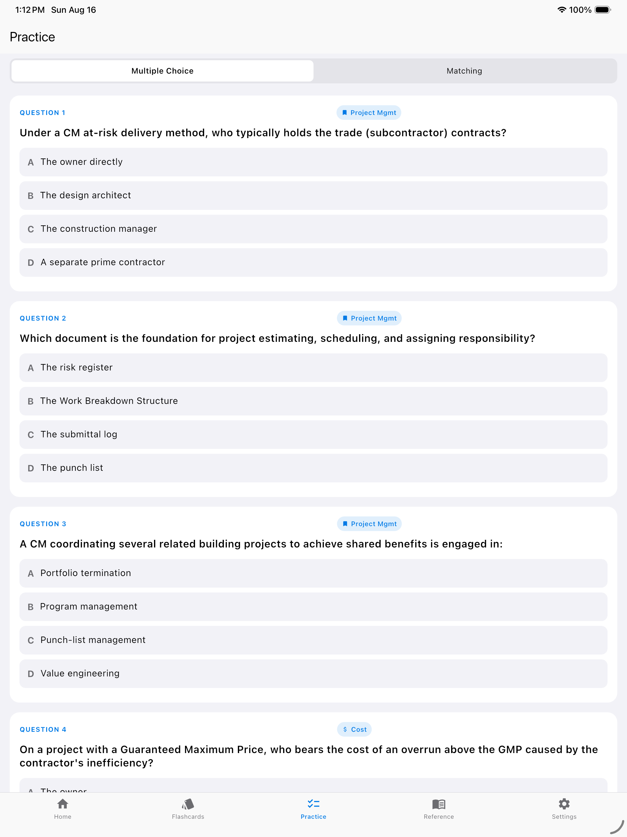 CCM Study Guide: Construction screenshot 7