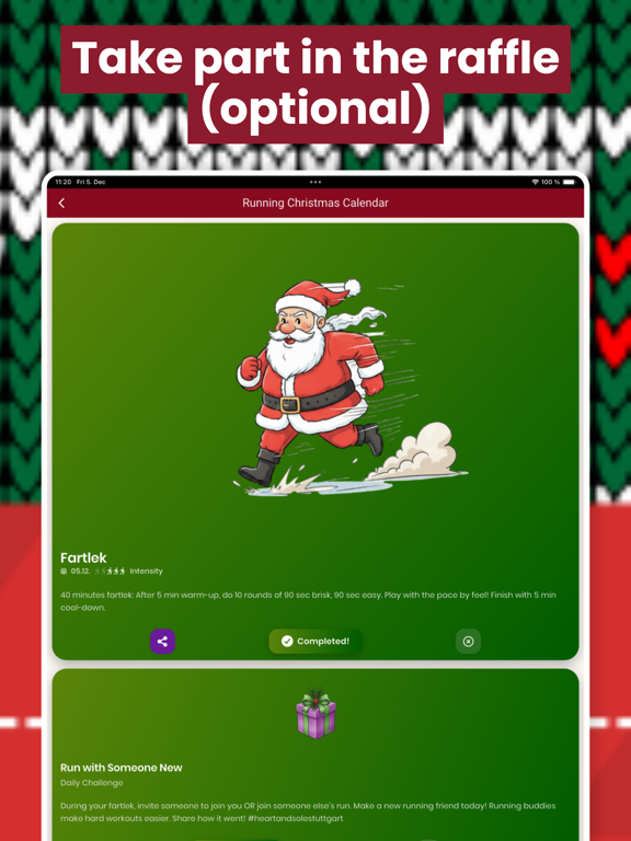 Running Christmas Calendar iPad screenshot