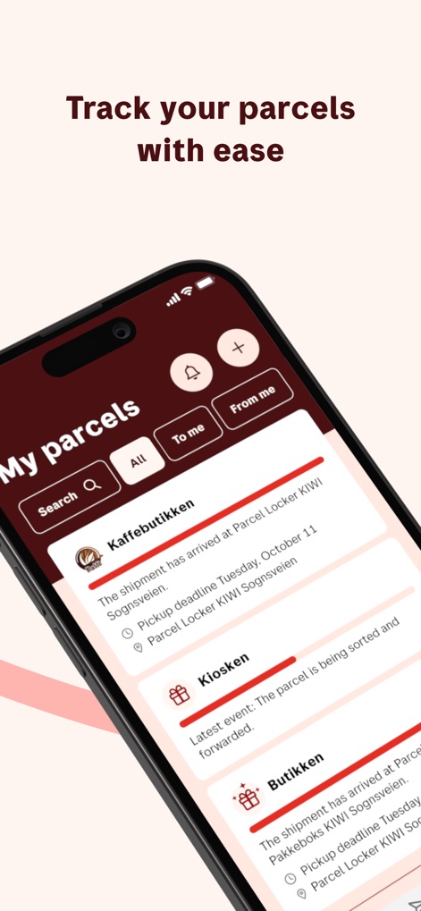 Posten - The app offers an intuitive 'My parcels' overview and detailed individual parcel tracking cards, ensuring users stay informed about every shipment.