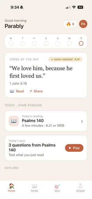 Parably: Bible Quiz & Study screenshot 1