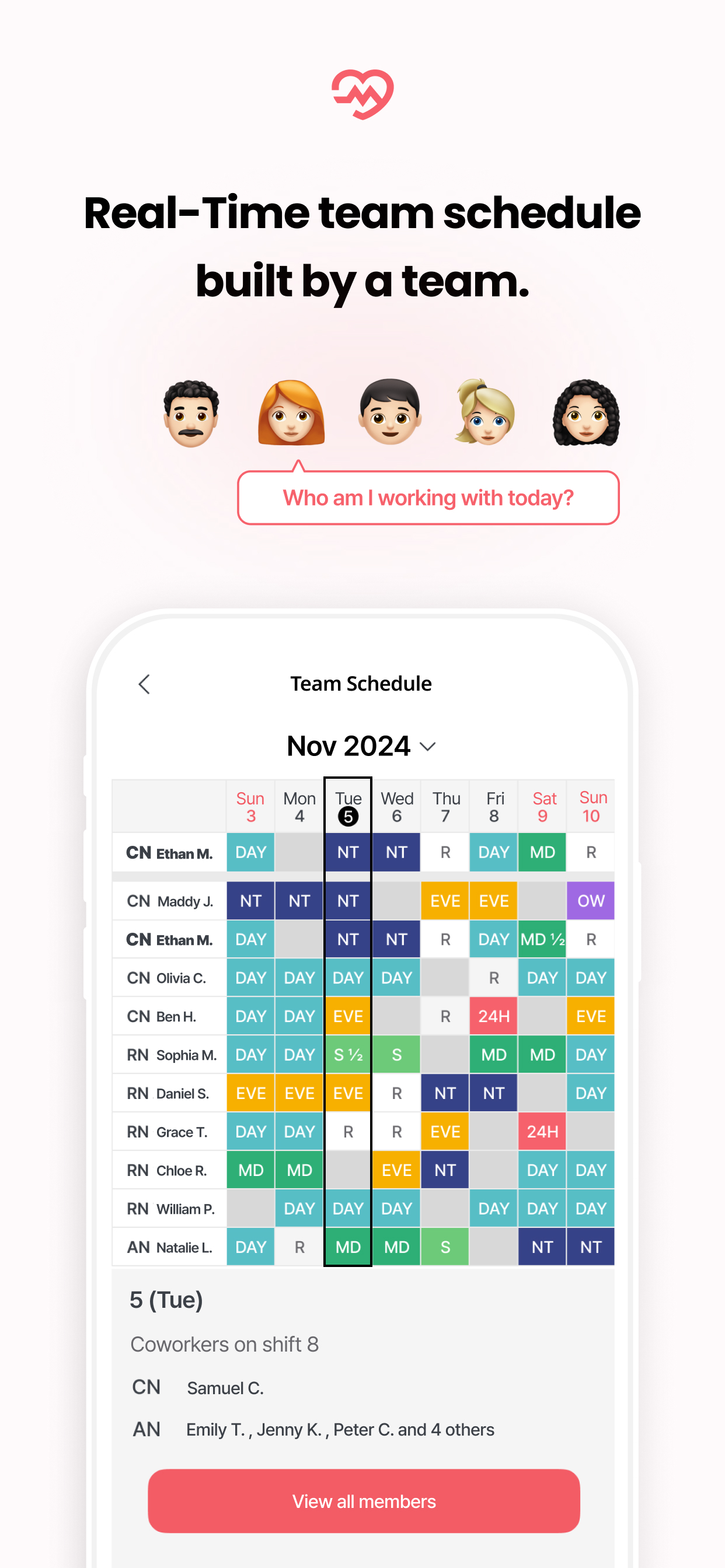 CAREWOKX - Team Shift Calendar