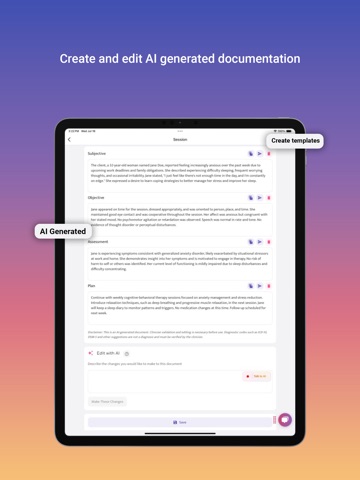 Clinical Notes AI iPad screenshot