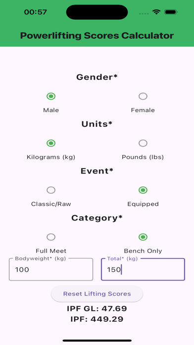 PowerLIFTING CALC Screenshot