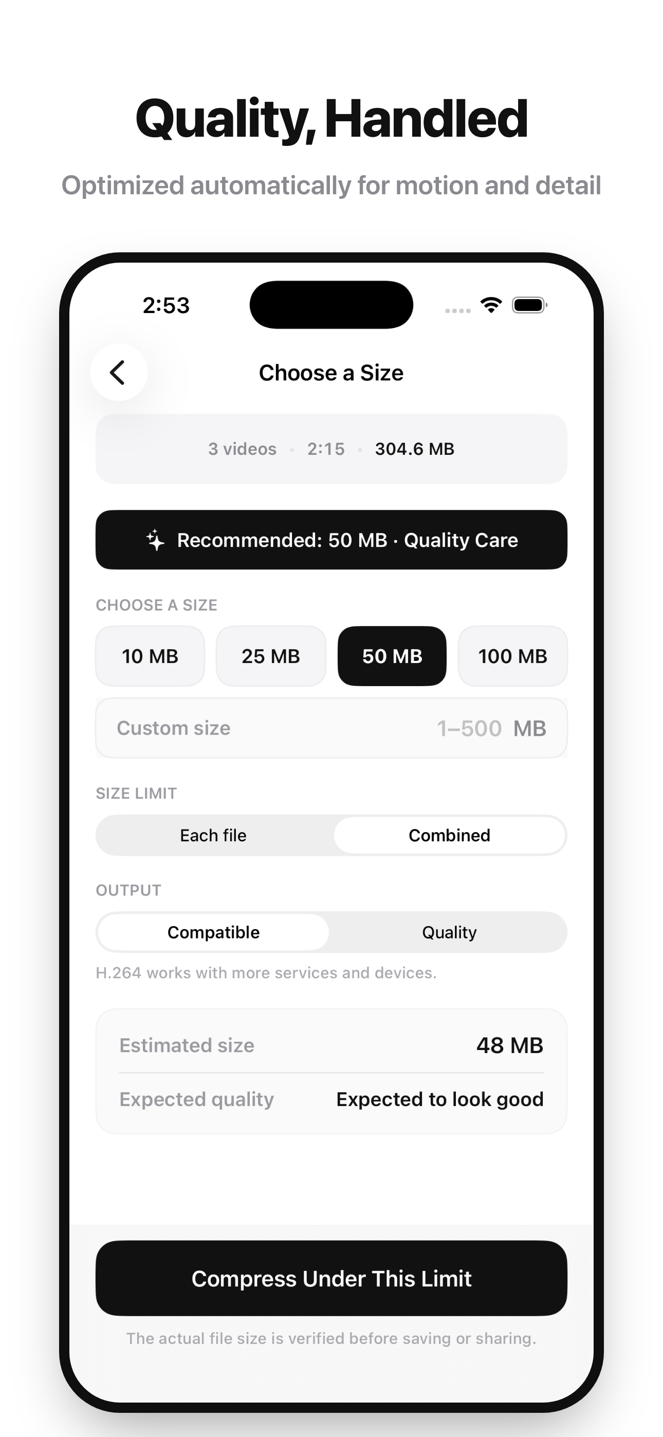 Video Compressor: Size Limit screenshot 3