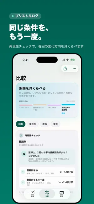 ブリストルログ - 前後を比べる排便記録 screenshot 1