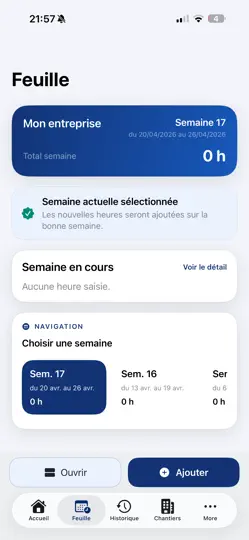 Capture d'écran de Feuille Heures sur iPhone 2