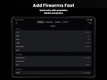 Armory Inventory iPad screenshot