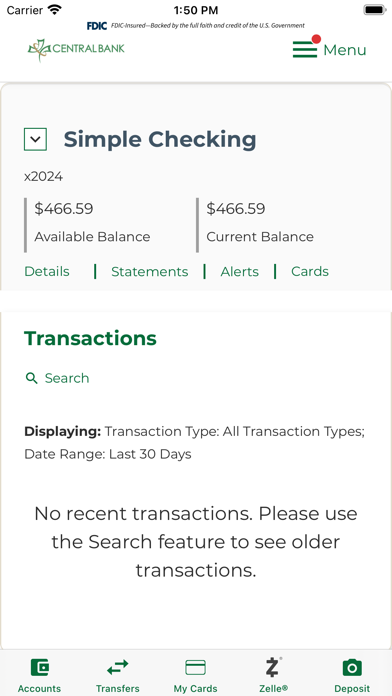Central Bank Mobile Banking Screenshot