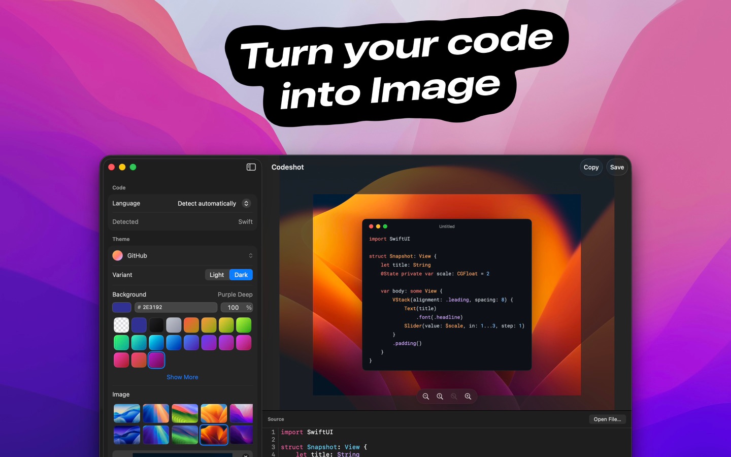 CodeShot Mac screenshot 1