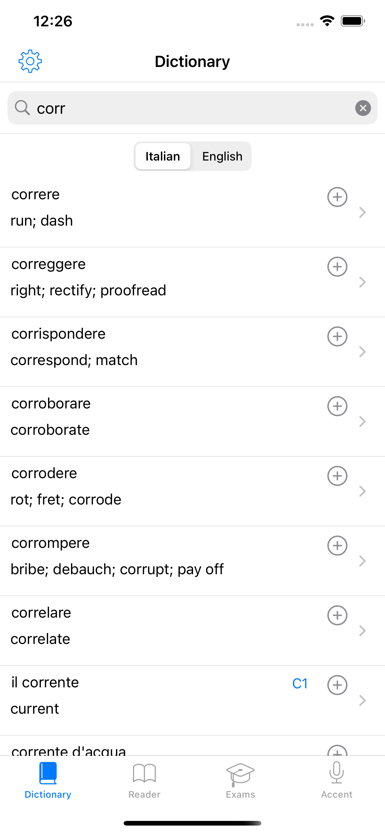 Italian dictionary：learn words