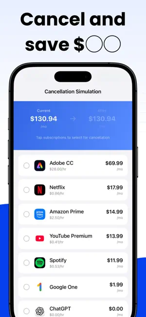 Subscription Tracker:Cost/Hour screenshot 3
