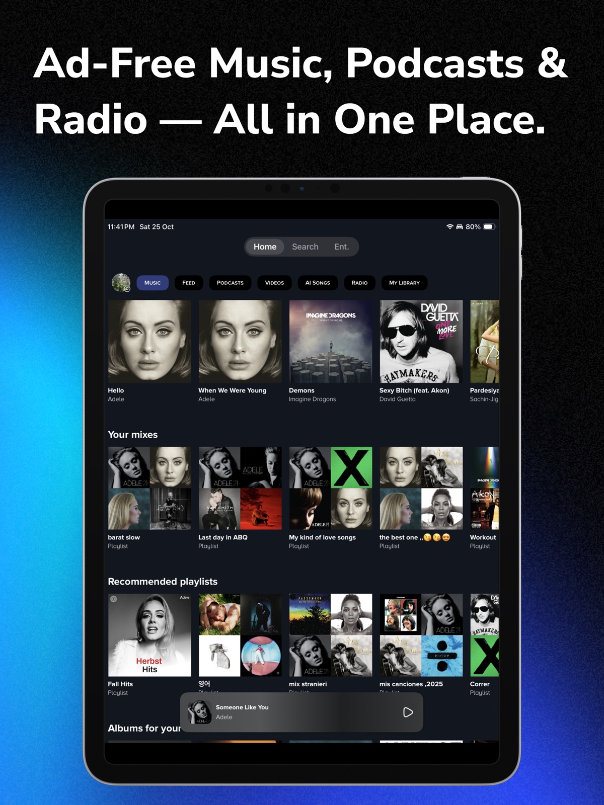 Zene: Music, Podcasts & Ent. ipad screenshot 1
