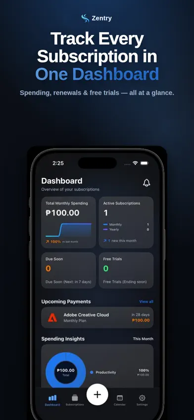 Zentry: Subscription Tracker screenshot 1