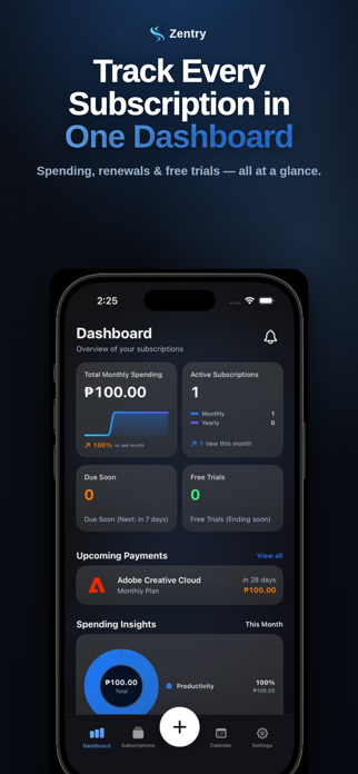 Zentry: Subscription Tracker Screenshot 1 of 5