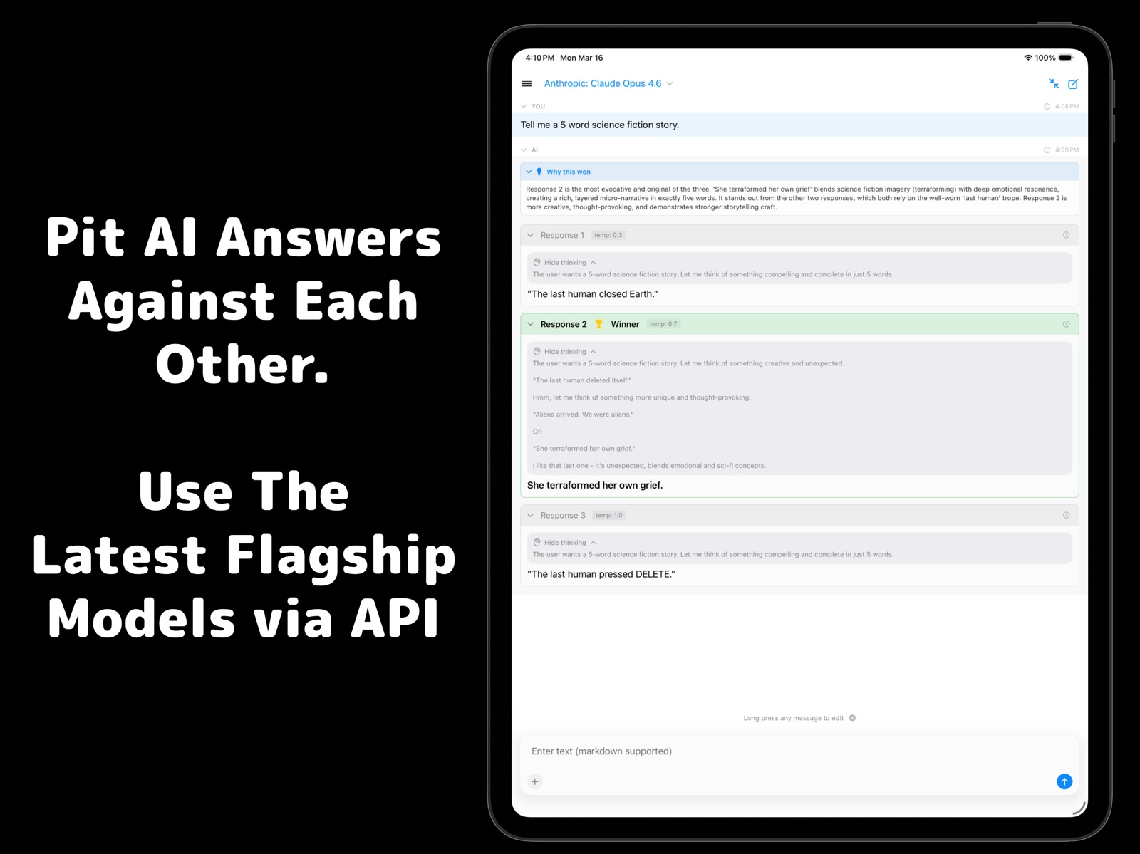 Cumbersome: AI LLM API Client ipad screenshot 2