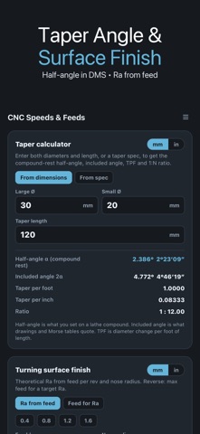 CNC Speeds & Feeds Calculator Screenshot 4 of 5
