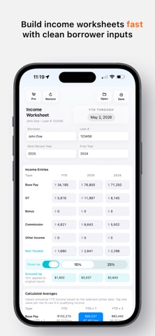 LO Income Worksheet screenshot