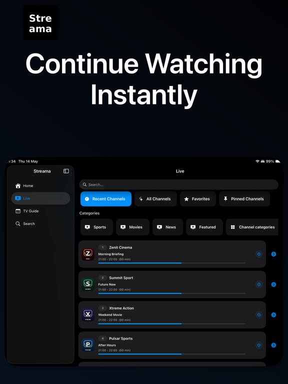 Streama: IPTV Player & M3U iPad screenshot