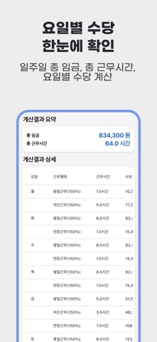 수당계산기 - 연장근무, 초과근무, 야간근무, 휴일근무 screenshot