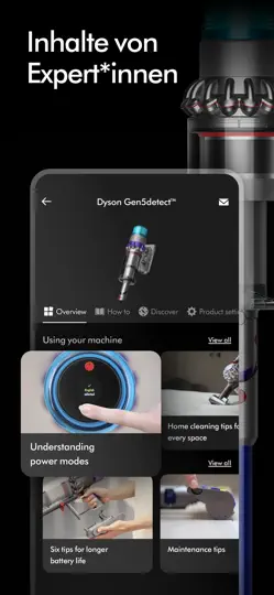 Screenshot von MyDyson™ auf dem iPhone 4
