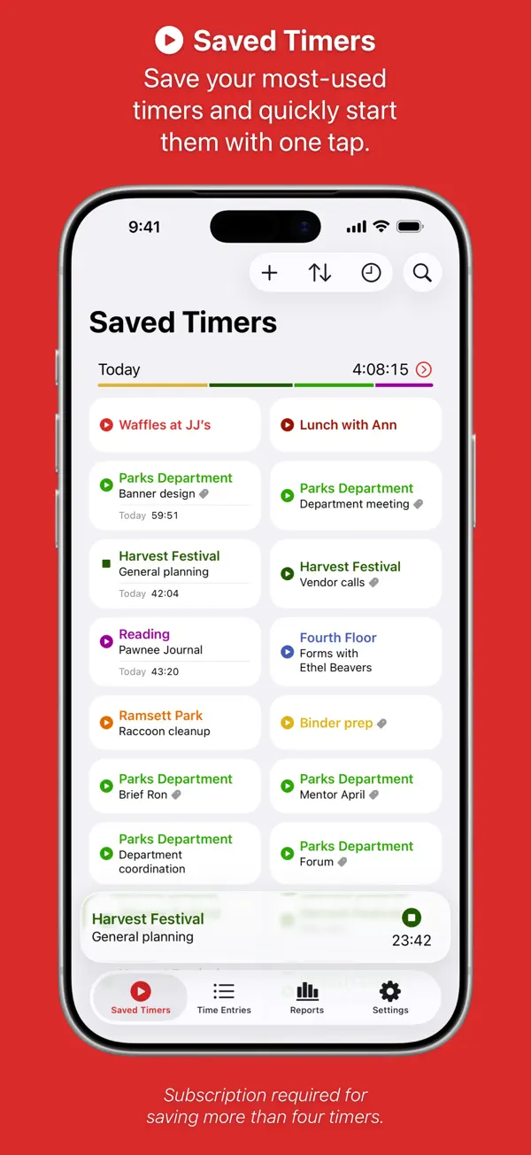 Timery for Toggl iPhone App Screenshot 1 – Produktivität