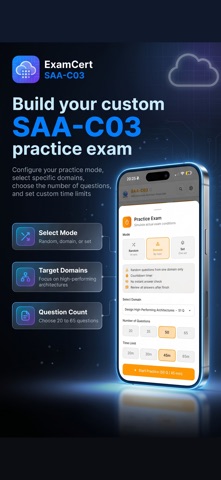 AWS SAA-C03 2026 ® ExamCert iPhone screenshot