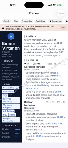 CVBooster: Resume Builder iPhone screenshot