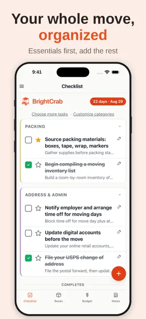 BrightCrab: Moving Organizer screenshot 1