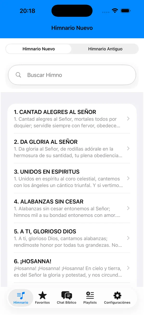Screenshot #1 pour Himnario Nuevo Y Antiguo