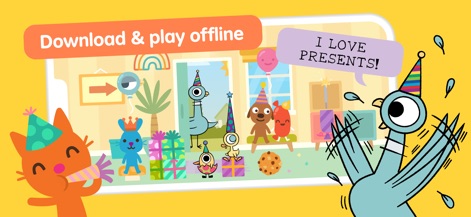 Sago Mini World: Kids Games - Discover the convenience of downloading games for offline play, ensuring uninterrupted fun with favorite characters and exciting present-filled scenes.