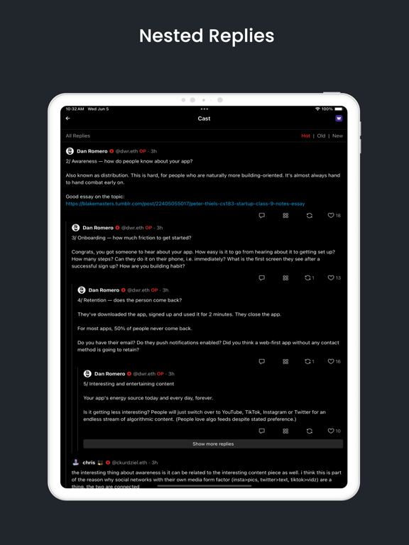Recaster - Farcaster Client iPad screenshot 3 - Social Networking app