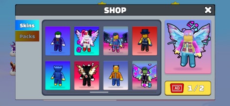 Prison Blox: Obby 3D Parkour - Users can browse the extensive collection of character skins and explore different aesthetic packs available for customization.