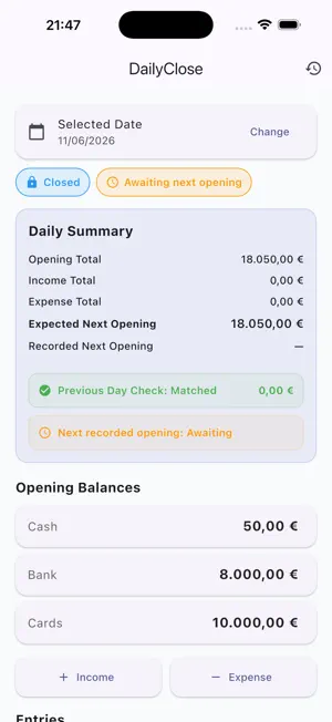 DailyClose – Cash Tracker screenshot 3