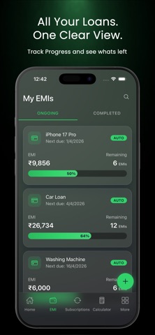 EMI & Subscriptions Tracker screenshot