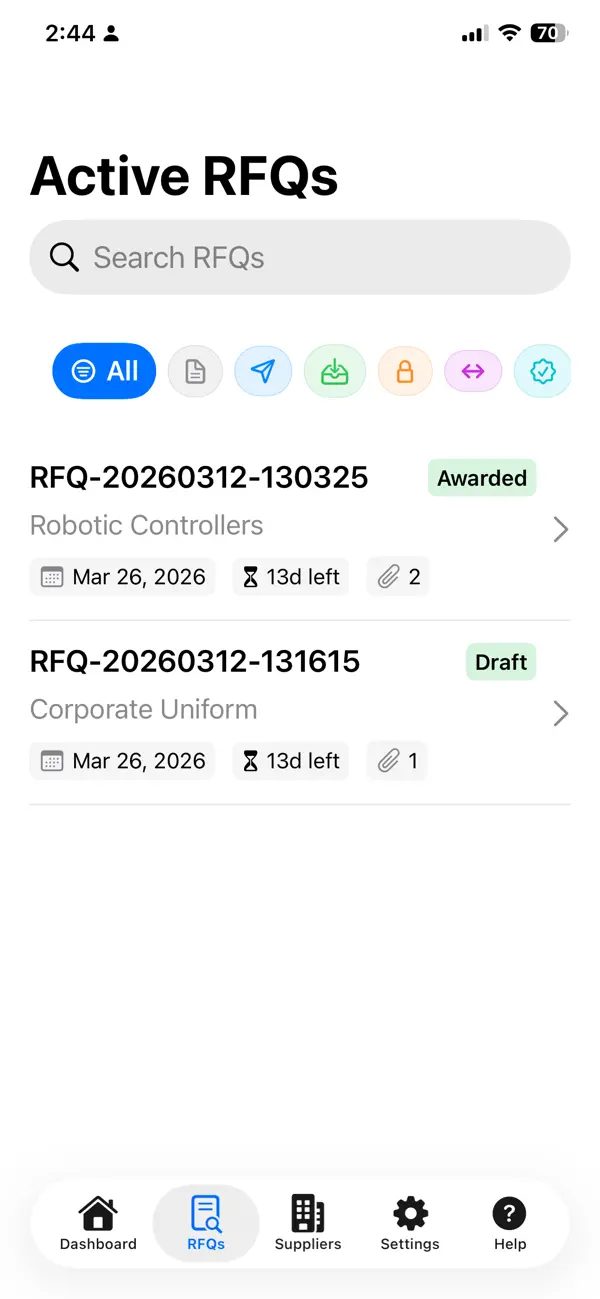Screenshot #2 pour OpenRFQ – RFQ Sourcing
