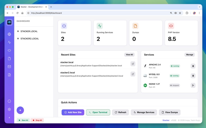 Stacker: Local Dev Environment screenshot