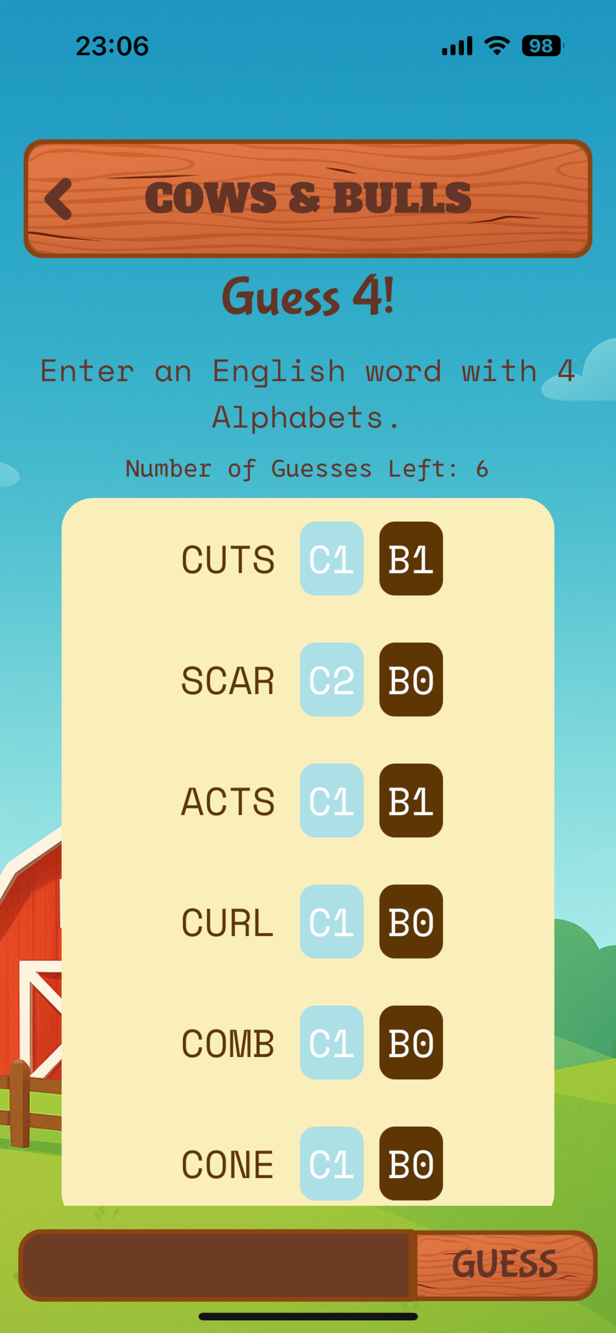 Cows And Bulls - Word Puzzle