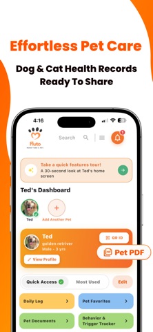 Pet Care Tracker App - FLUTO Screenshot 1 of 9