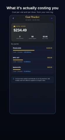 Peptide Wizard: Vial Tracker iPhone screenshot